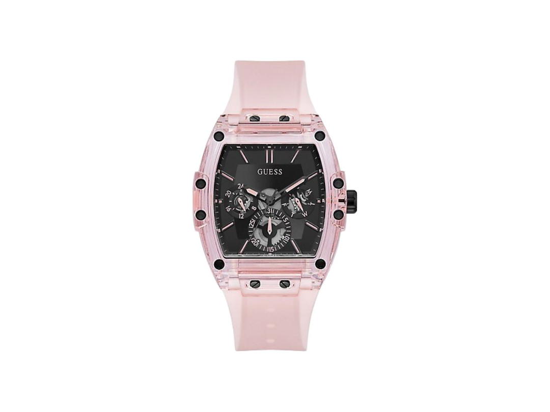 Guess Guess Pink Transparent Multi-Function Watch In Polycarbonate With Black Dial