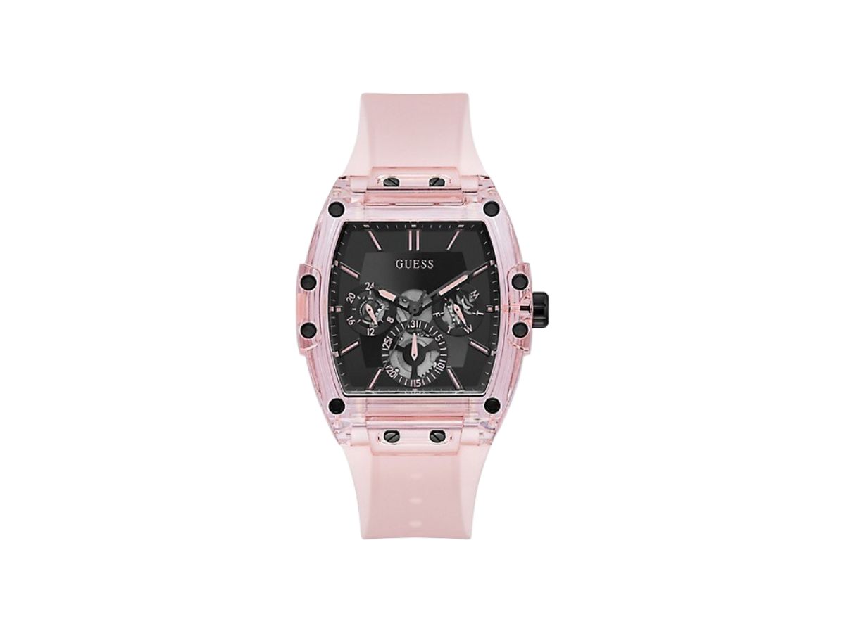 Guess Guess Pink Transparent Multi-Function Watch In Polycarbonate With Black Dial