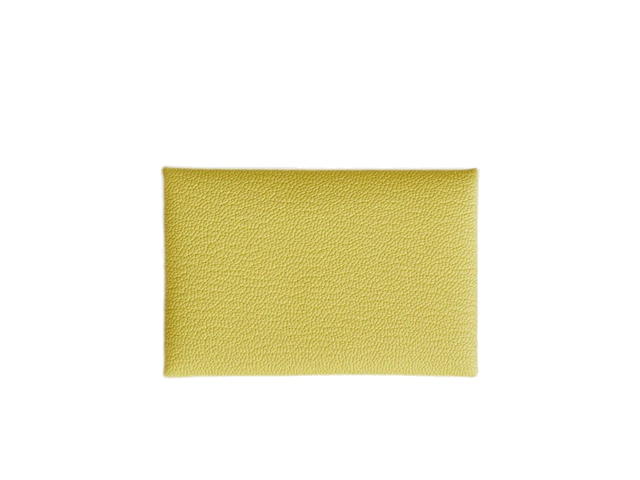 Hermes Hermes Calvi Card Holder Mysore Goatskin & Palladium Limoncello - view 1