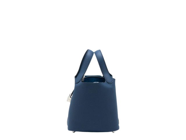 Hermes Hermes Picotin Clemence Bullock Leather Basket Bag Handbag Bucket Bag Regular Women's 7P Bleu De Prusse Prussian Blue - view 4