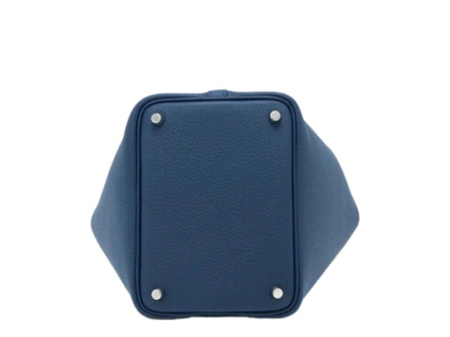 Hermes Hermes Picotin Clemence Bullock Leather Basket Bag Handbag Bucket Bag Regular Women's 7P Bleu De Prusse Prussian Blue - view 5
