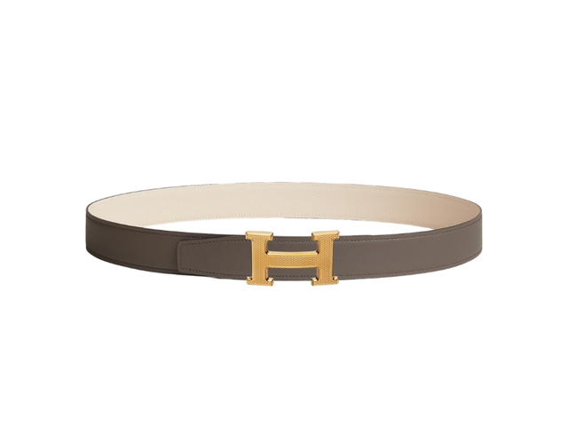 Hermes Hermes H Guillochee Belt Buckle & Reversible Leather Strap 32mm Gris Étain Craie - view 1
