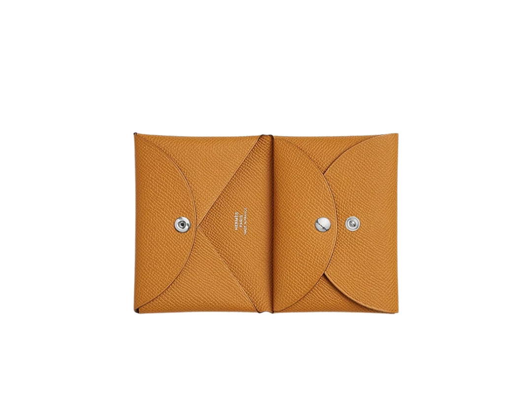 Hermes Hermes Calvi Duo Compact Card Holder Epsom & Palladium Sesame