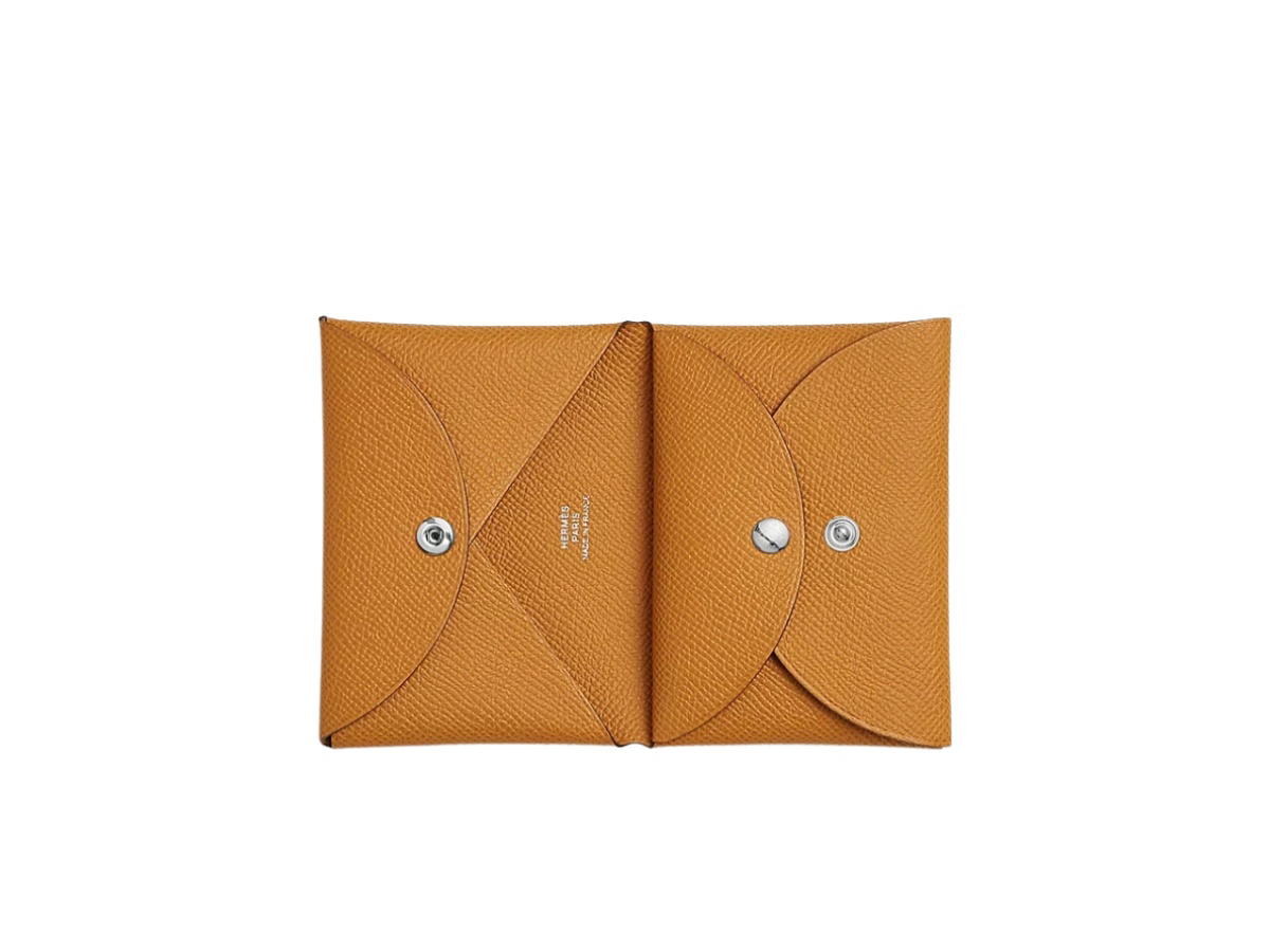 Hermes Hermes Calvi Duo Compact Card Holder Epsom & Palladium Sesame