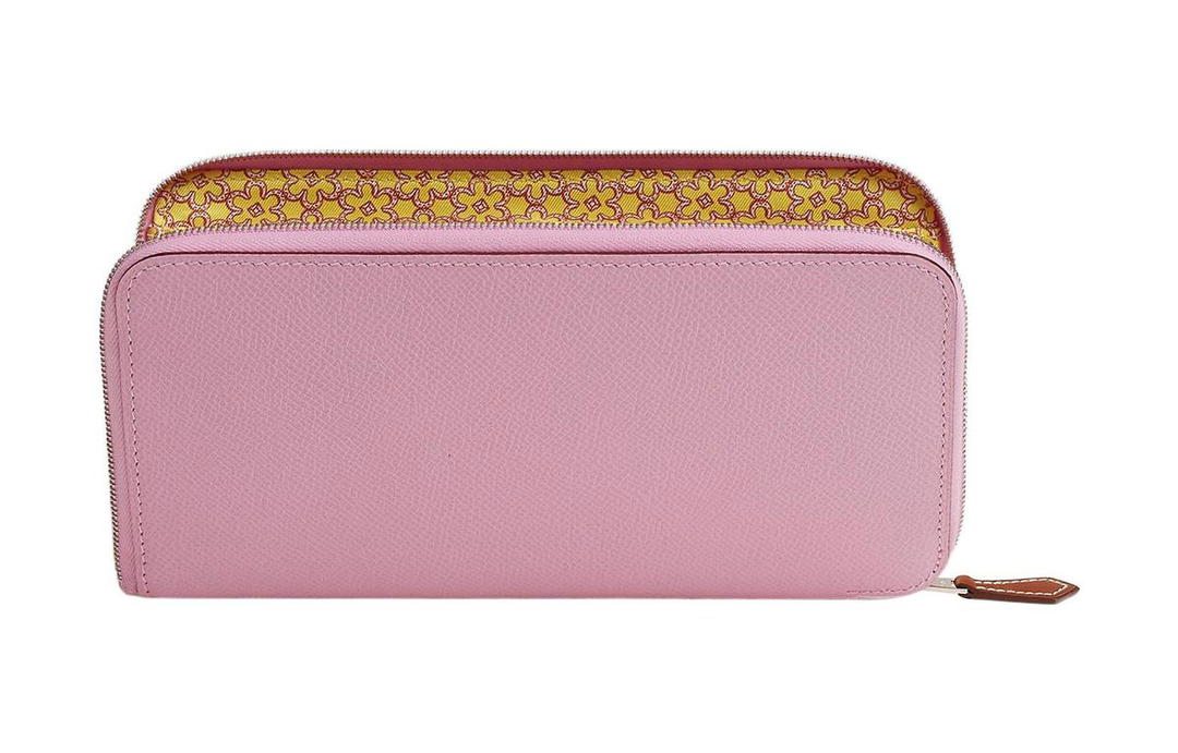 Hermes Hermes Silk'In Classic Long Wallet Mauve Sylvestre Jaune Citron Cuivre