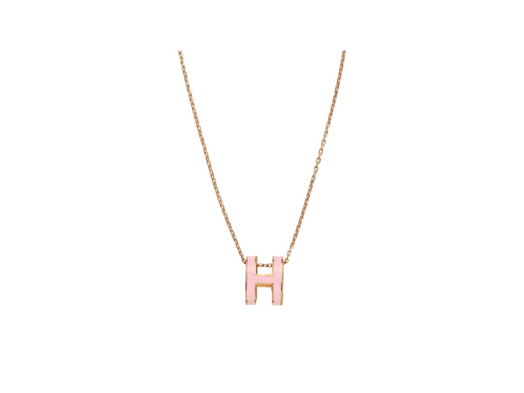 Hermes Hermes Pop H Pendant In Lacquered Metal With Gold-Plated Hardware Rose Dragée