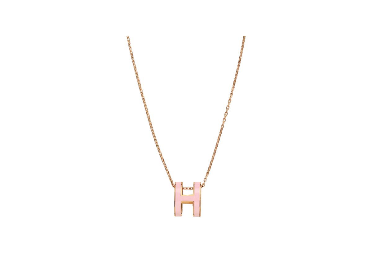 Hermes Hermes Pop H Pendant In Lacquered Metal With Gold-Plated Hardware Rose Dragée
