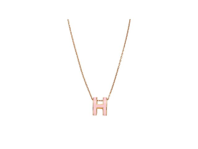 Hermes Hermes Pop H Pendant In Lacquered Metal With Gold-Plated Hardware Rose Dragée - view 1