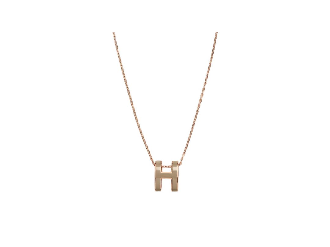 Hermes Hermes Pop H Pendant In Lacquered Metal With Rose Gold-Plated Hardware Marron Glacé