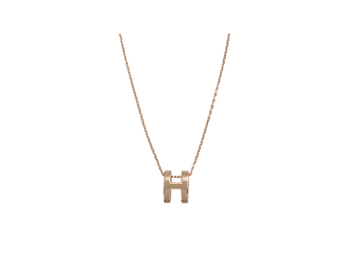 Hermes Hermes Pop H Pendant In Lacquered Metal With Rose Gold-Plated Hardware Marron Glacé