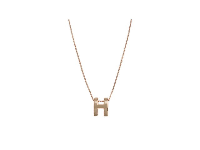 Hermes Hermes Pop H Pendant In Lacquered Metal With Rose Gold-Plated Hardware Marron Glacé - view 1