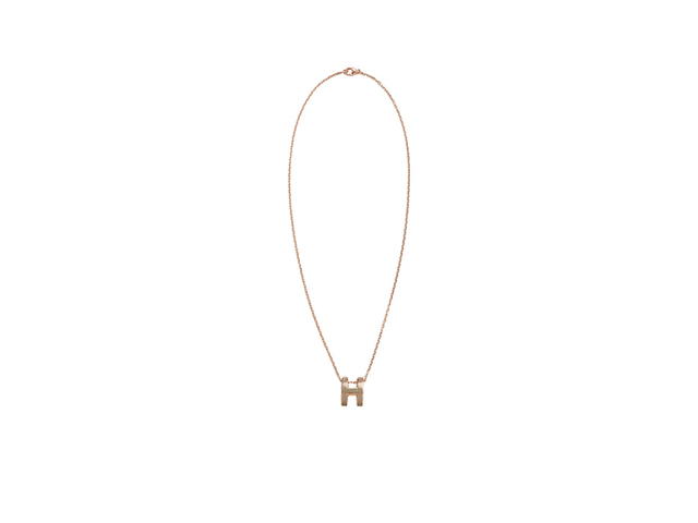 Hermes Hermes Pop H Pendant In Lacquered Metal With Rose Gold-Plated Hardware Marron Glacé - view 2