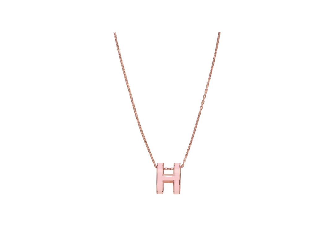 Hermes Hermes Pop H Pendant In Lacquered Metal With Rose Gold-Plated Hardware Rose Dragée