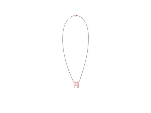 Hermes Hermes Pop H Pendant In Lacquered Metal With Rose Gold-Plated Hardware Rose Dragée - view 2
