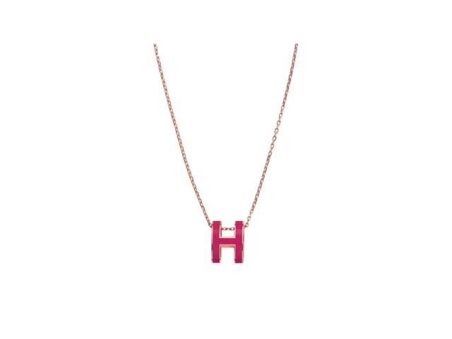 Hermes Hermes Pop H Pendant In Lacquered Metal With Rose Gold-Plated Hardware Framboise - view 1