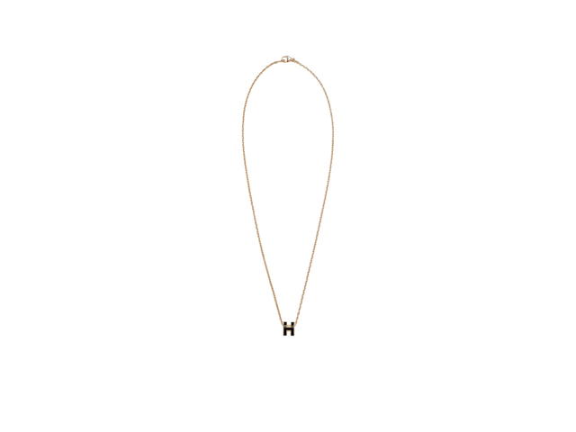 Hermes Hermes Mini Pop H Pendant In Lacquered Metal With Yellow Gold Plated Hardware Noir - view 2
