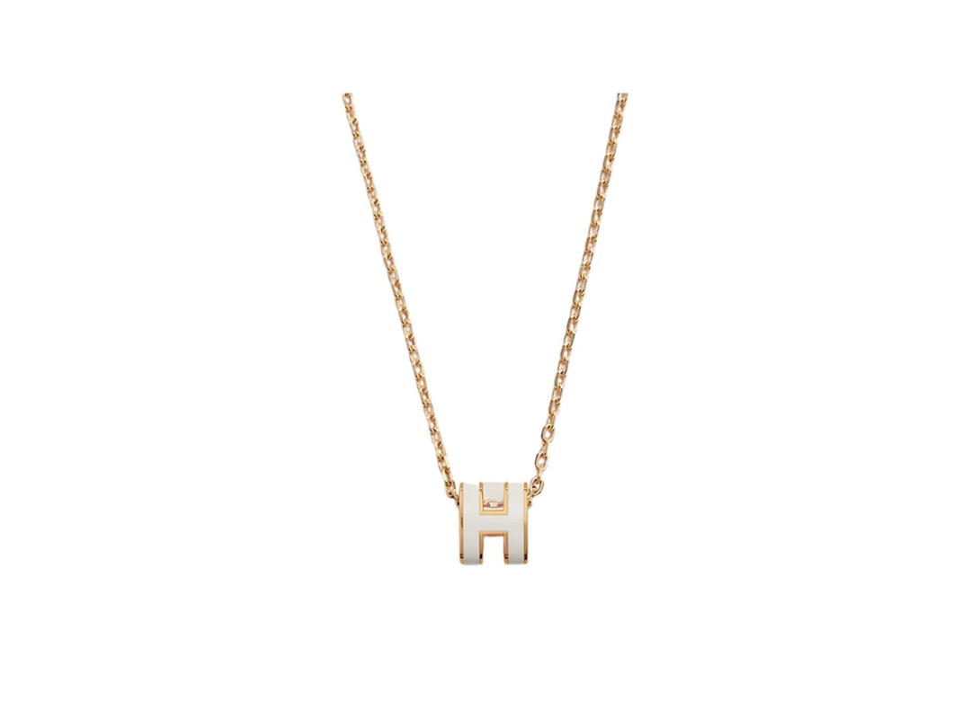 Hermes Hermes Mini Pop H pendant Yellow Gold Blanc