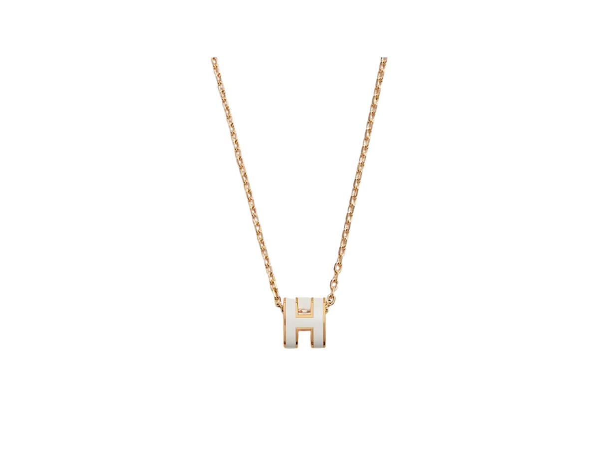 Hermes Hermes Mini Pop H pendant Yellow Gold Blanc