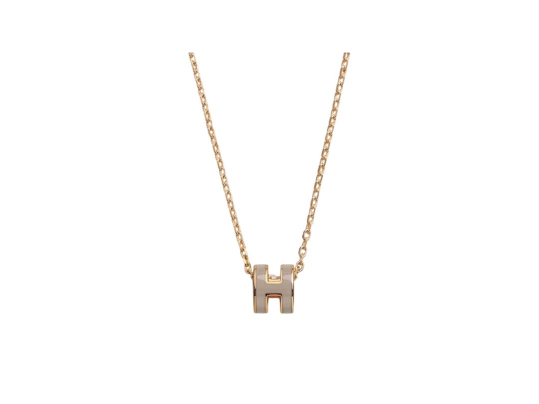 Hermes Hermes Mini Pop H pendant Marron Glace In Lacquered Metal With Yellow Gold Plated Marron Glacé
