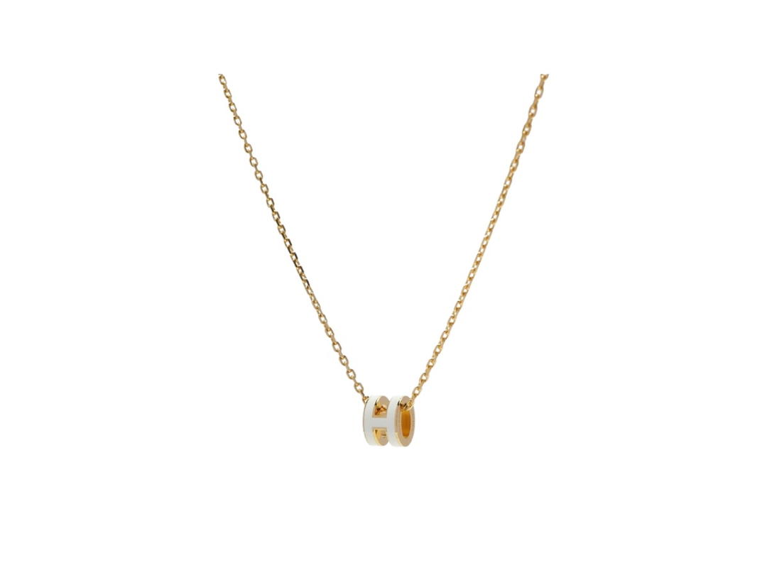 Hermes Hermes Mini Pop H pendant Gold Blanc