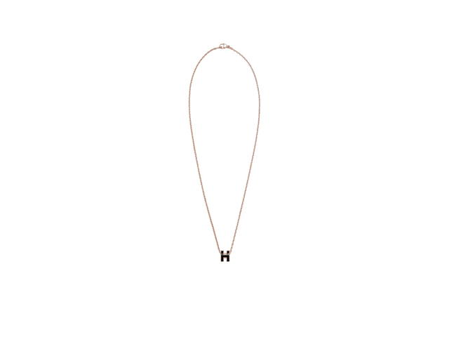 Hermes Hermes Mini Pop H Pendant In Lacquered Metal With Rose Gold-Plated Hardware Noir - view 2