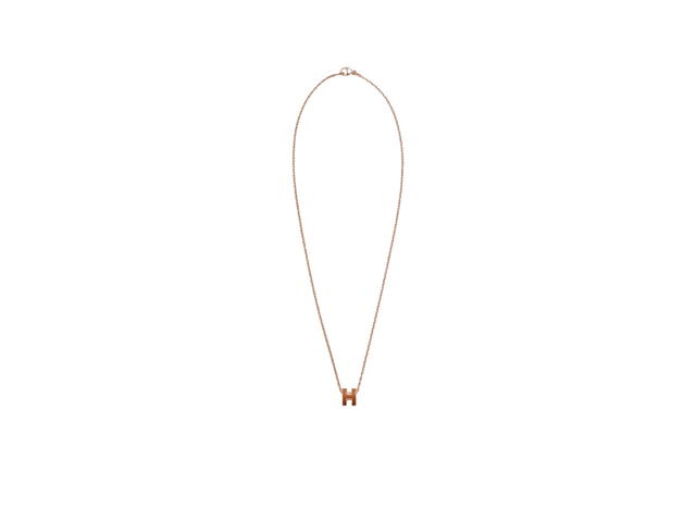 Hermes Hermes Mini Pop H Pendant In Lacquered Metal With Rose Gold-Plated Hardware New Gold - view 2