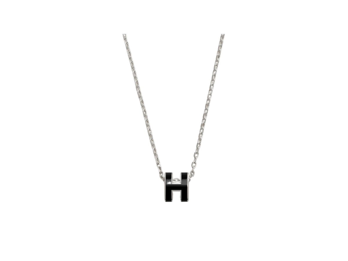 Hermes Hermes Mini Pop H Pendant In Lacquered Metal With Palladium-Plated Hardware Noir