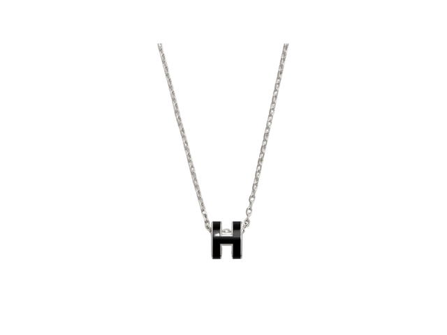 Hermes Hermes Mini Pop H Pendant In Lacquered Metal With Palladium-Plated Hardware Noir - view 1