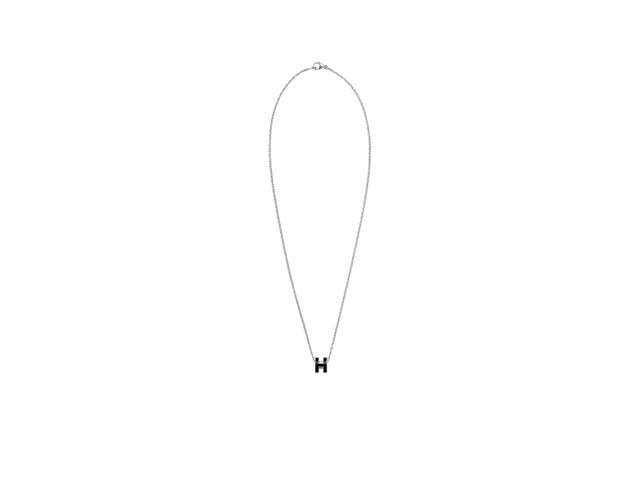 Hermes Hermes Mini Pop H Pendant In Lacquered Metal With Palladium-Plated Hardware Noir - view 2