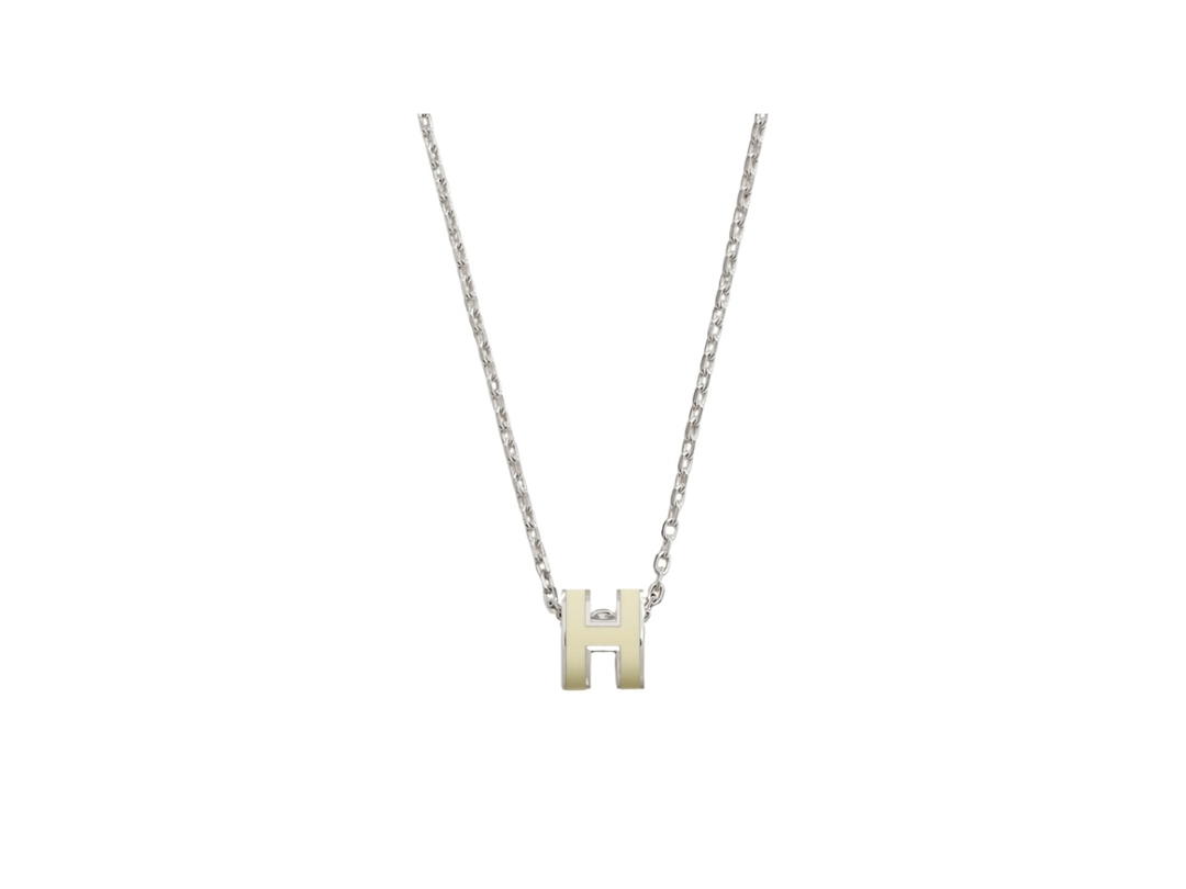 Hermes Hermes Mini Pop H Pendant In Lacquered Metal With Palladium-Plated Hardware Jaune Soufre Pâle