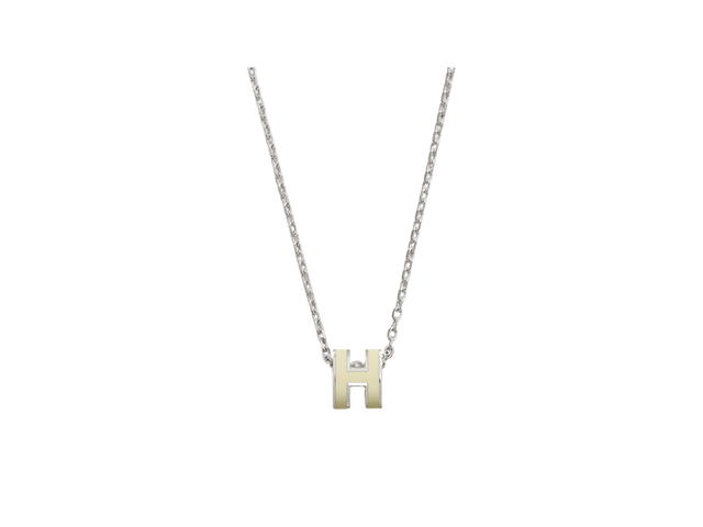 Hermes Hermes Mini Pop H Pendant In Lacquered Metal With Palladium-Plated Hardware Jaune Soufre Pâle - view 1