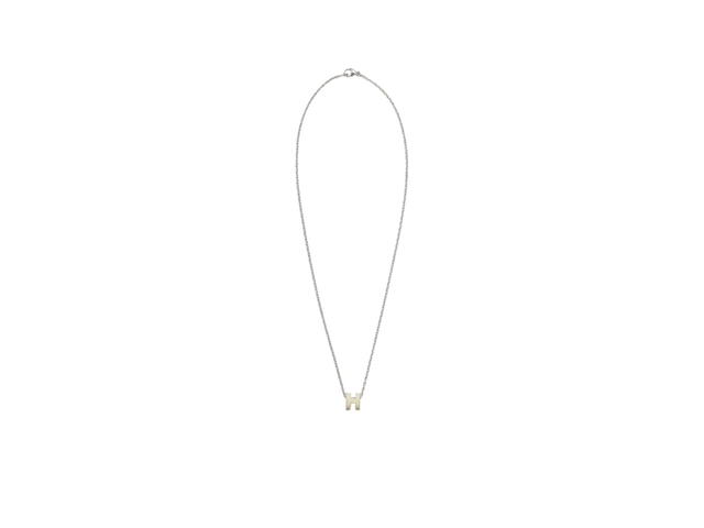 Hermes Hermes Mini Pop H Pendant In Lacquered Metal With Palladium-Plated Hardware Jaune Soufre Pâle - view 2