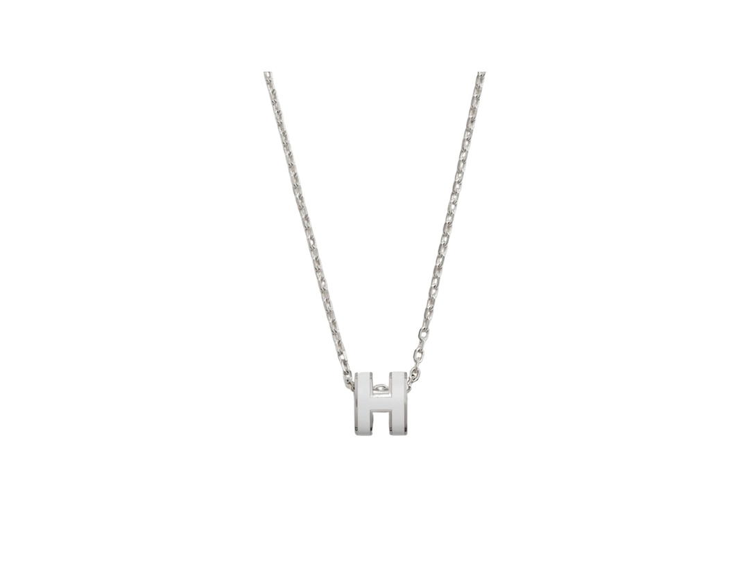 Hermes Hermes Mini Pop H Pendant In Lacquered Metal With Palladium-Plated Hardware Blanc