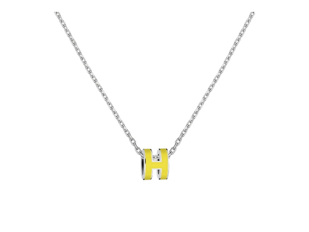 Hermes Hermes Mini Pop H Pendant In Lacquered Metal With Palldaium-Plated Hardware New Lime