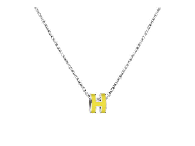 Hermes Hermes Mini Pop H Pendant In Lacquered Metal With Palldaium-Plated Hardware New Lime - view 1
