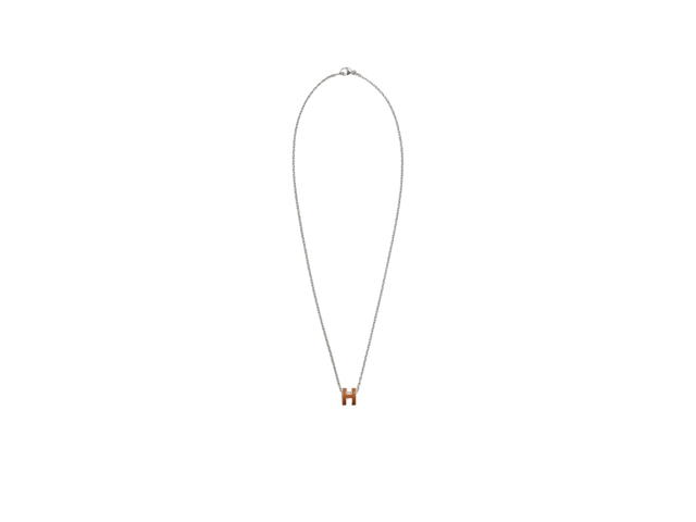 Hermes Hermes Mini Pop H Pendant In Lacquered Metal With Palladium-Plated Hardware New Gold - view 2