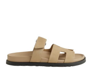 Buy Hermes Chypre Chypre Sandal Beige Lin With Black Rubber Sole at Sasom – Authentic and Ready to Ship