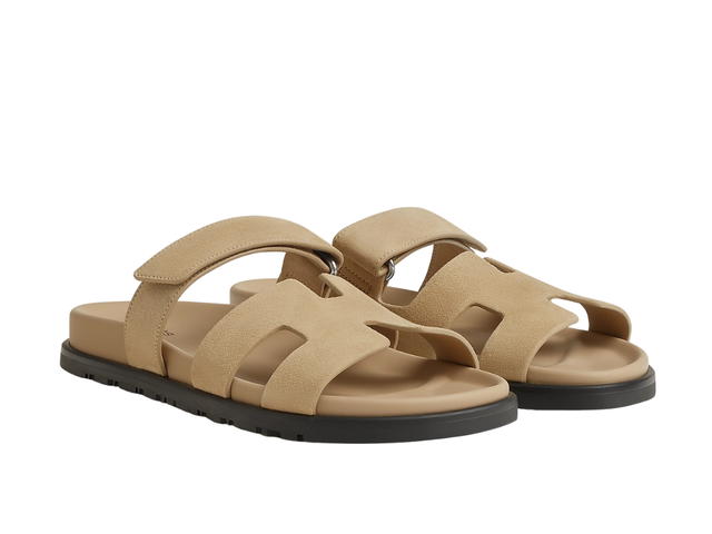 Hermes Hermes Chypre Chypre Sandal Beige Lin With Black Rubber Sole - view 2