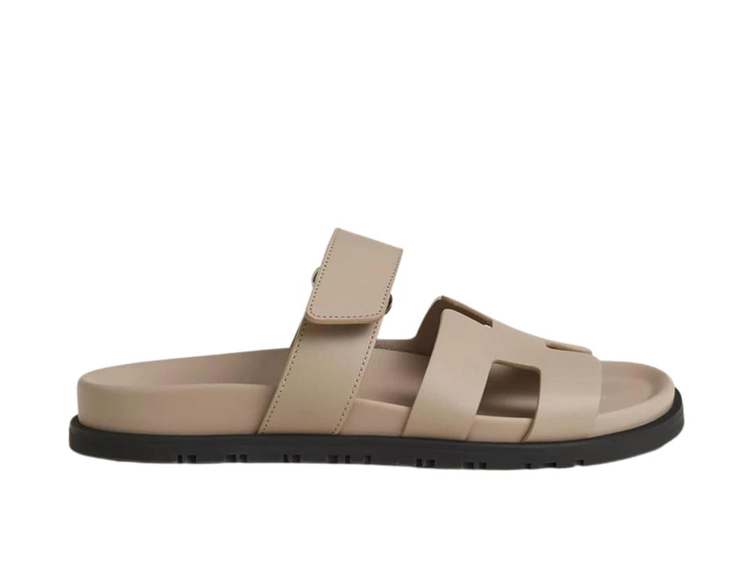 Hermes Hermes Chypre Sandal In Calfskin With Anatomical Rubber Sole And Adjustable Strap Beige Mastic