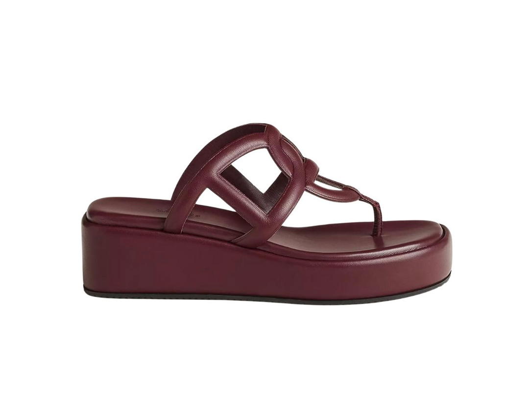 Hermes Hermes Gipsy Sandal In Nappa Leather With Platform Sole And Iconic Oversized Rouge Marsala