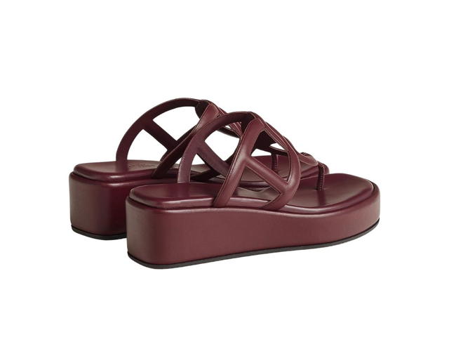 Hermes Hermes Gipsy Sandal In Nappa Leather With Platform Sole And Iconic Oversized Rouge Marsala - view 3