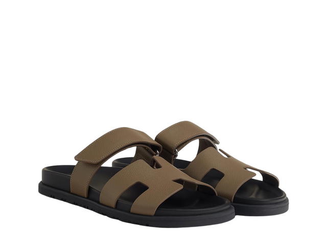Hermes Hermes Chypre Sandal In Epsom Calfskin With Anatomical Rubber Sole And Adjustable Strap Étoupe - view 2