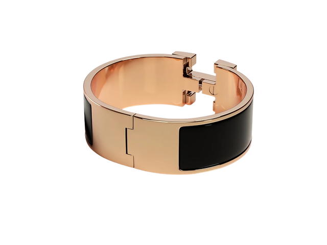 Hermes Hermes Clic Clac H Bracelet In Rose Gold Plated Noir - view 2
