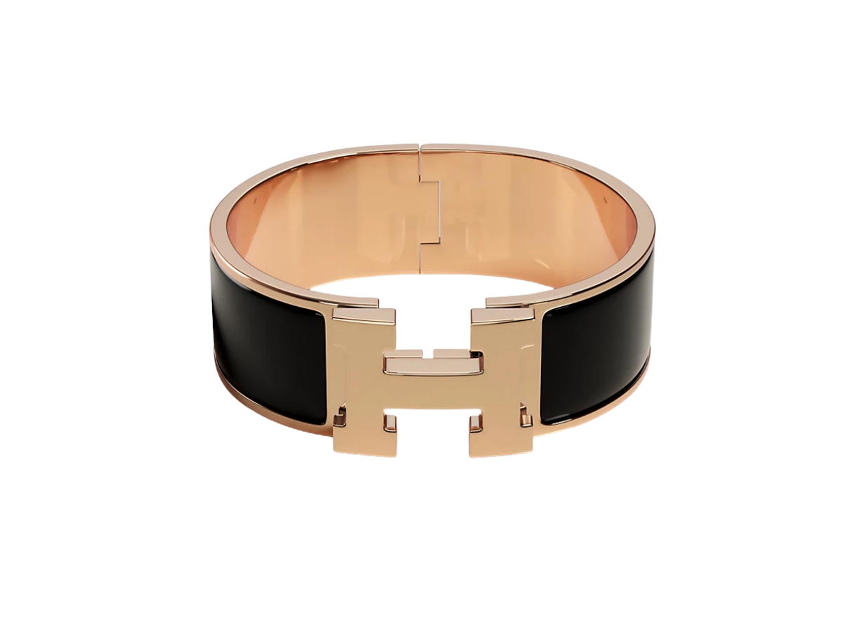 Hermes Hermes Clic Clac H Bracelet In Rose Gold Plated Noir