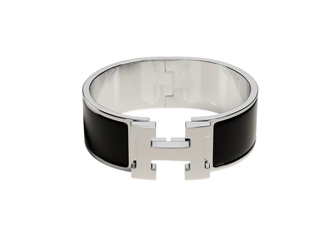 Hermes Hermes Clic Clac H Bracelet In Palladium Plated Noir