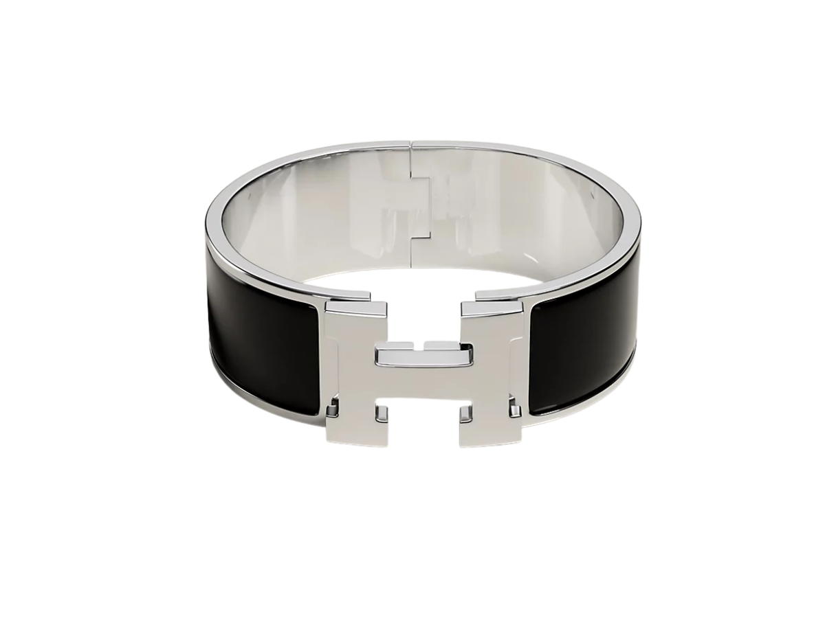 Hermes Hermes Clic Clac H Bracelet In Palladium Plated Noir