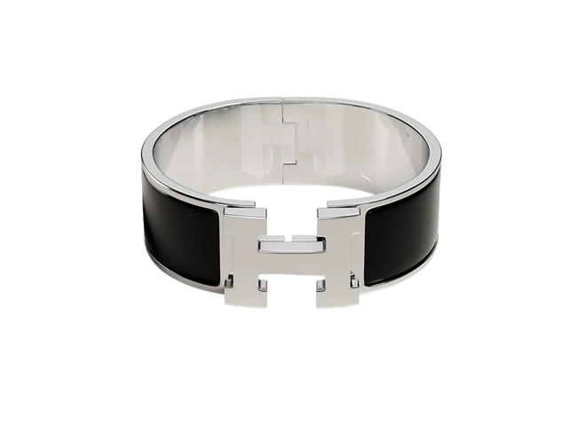 Hermes Hermes Clic Clac H Bracelet In Palladium Plated Noir - view 1