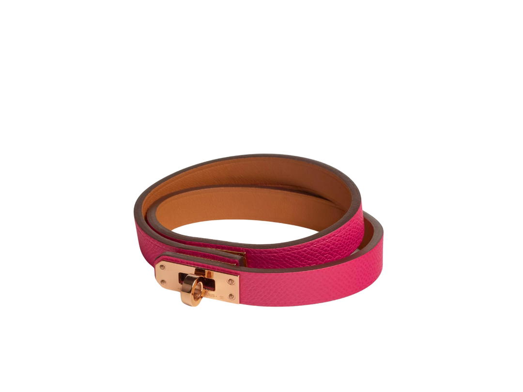Hermes Hermes Mini Kelly Double Tour Bracelet Rose Extrême