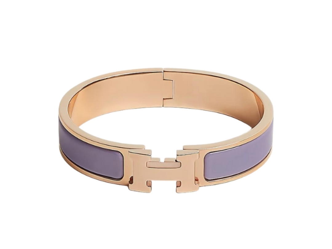 Hermes Hermes Clic H Bracelet GM In Lilac Rose Gold Plated