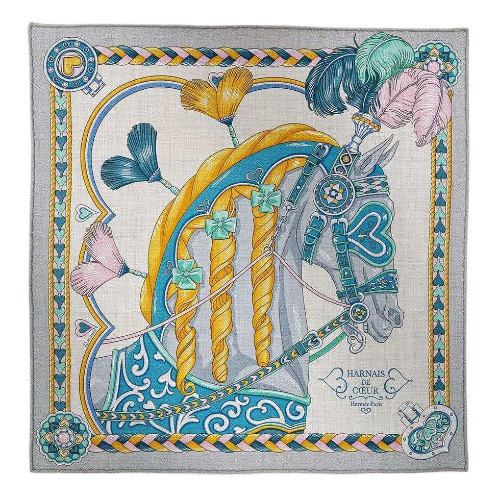Hermes Hermes Cashmere Silk Silk Scarves Women's Multicolor
